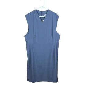 M.M. Lafleur Aditi 3.0 Sheath Dress Women Sz 18 Sleeveless V-neck Denim Blue NWT